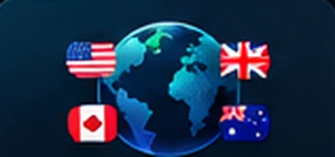 Globe with market flags illustration